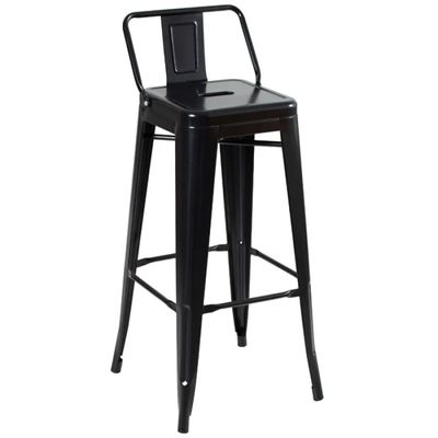 Kit 3 Banquetas Altas Industriais Pretas com Encosto