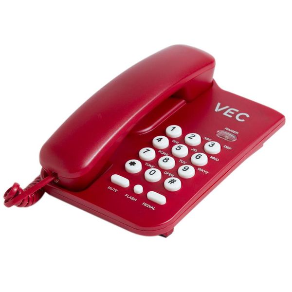 Telefone com Bloqueador Vec KXT3026 Vermelho Vermelha