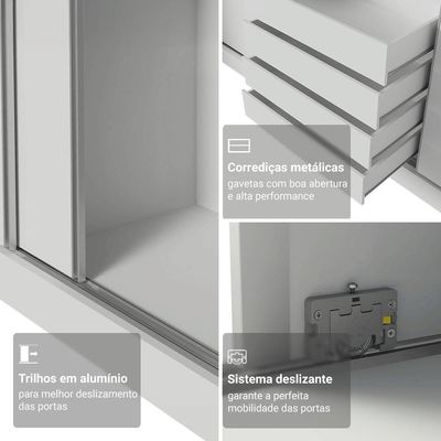 Guarda-roupa Modulado Neo + Guarda-roupa Royale 3 Portas De Correr Com Espelhos Branco Madesa