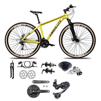 Bicicleta Aro 29 Absolute Nero 5 Câmbios Shimano Deore-altus 27v Freio Hidráulico Garfo C-trava amarelo Tam: 17