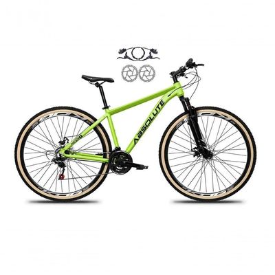 Bicicleta Aro 29 Absolute Nero 5 Alumínio Freio Hidráulico 24v Garfo Suspensão Mtb Verde Tam: 19