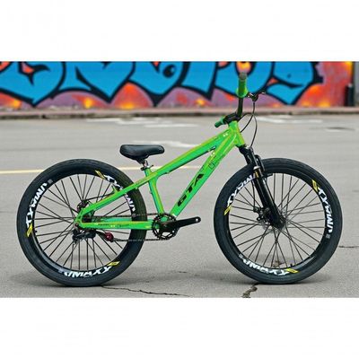 Bicicleta Aro 26 Gta Rebel Freeride Downhill Single Aros Vmaxx Freio A Disco Pneu Flame Preto Verde
