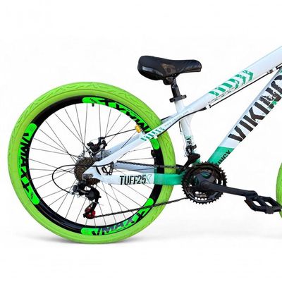 Bicicleta Aro 26 Vikingx Tuff Câmbios Shimano 21v Freeride Freio A Disco Aro Vmaxx Pneu Flame branco-Verde X25