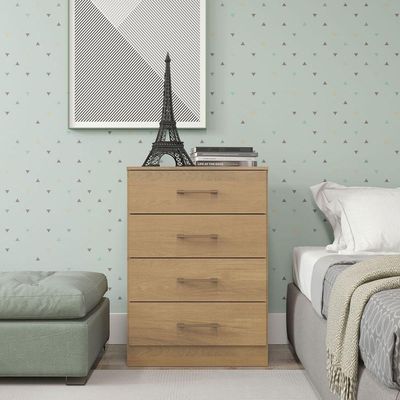 Cômoda Para Quarto 4 Gavetas 93cm Menu Móveis Carvalho