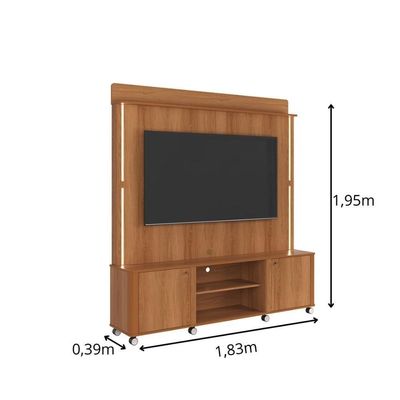 Home Rack Florença Com Led E Rodizios Lukaliam Móveis – Rack Para Tv Sala Moderna