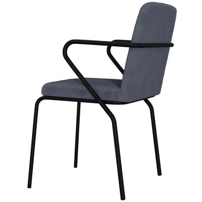 Cadeira Estofada Para Sala De Jantar Com Braço Loft Preto C01 Bouclê Nuvem - Lyam Decor