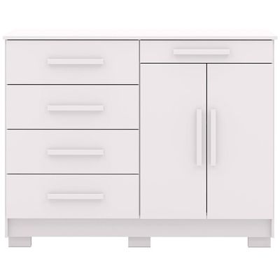 Cômoda Sapateira Para Quarto 2 Portas 5 Gavetas Biana V01 Branco - Lyam Decor