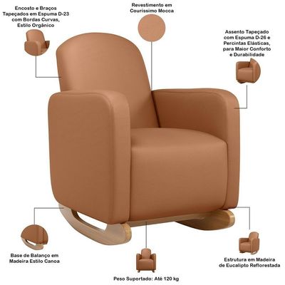 Poltrona De Amamentação Com Balanço Orgânica Saori W01 Courissimo Mocca - Lyam Decor