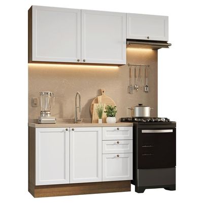 Armário De Cozinha Compacta 180 Cm Vik Madesa 02 Rustic/branco