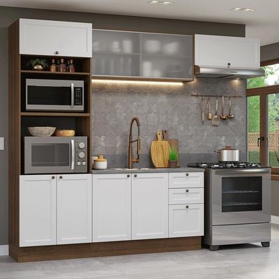 Armário De Cozinha Completa 270 Cm Rustic-branco Vik Madesa 03 Rustic-branco
