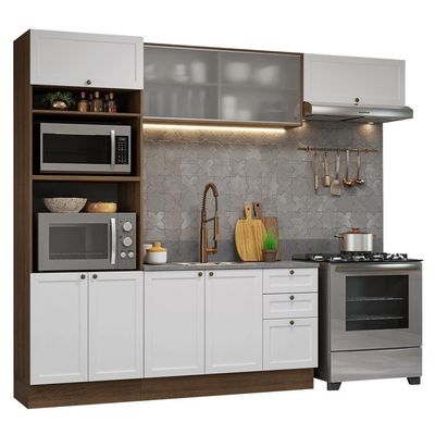 Armário De Cozinha Completa 270 Cm Rustic-branco Vik Madesa 03 Rustic-branco