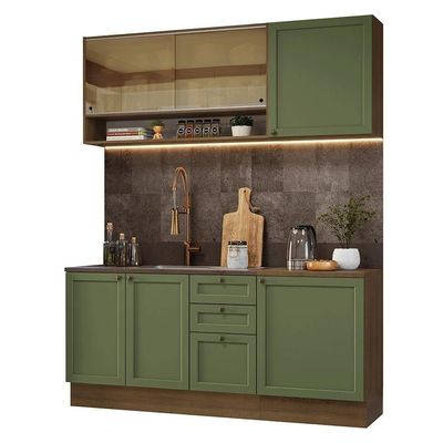 Armário De Cozinha Compacta 180 Cm Rustic-verde Vik Madesa 04 Rustic-verde