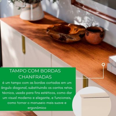 Balcão Buffet Bancada Sala Jantar Recife Off White Com Canela