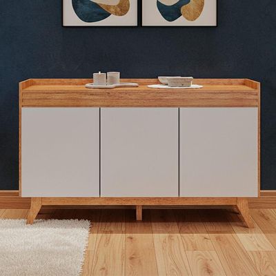Buffet Aparador Sala De Jantar Estar 3 Portas Ibiza 3 Portas Mel Com Off White