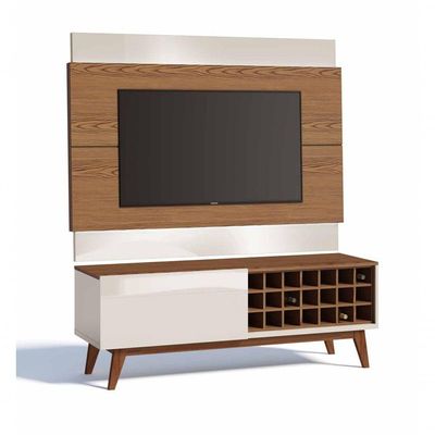 Rack Com Painel Classic Ad 1.4 Freijó Com Off White - Imcal Móveis