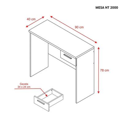Mesa Office Nt 2000 Preto - Notável