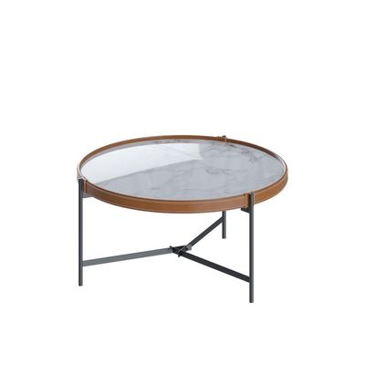 Mesa De Centro Aqua 71 Marmorizado Off White Com Grafite - Imcal Moveis