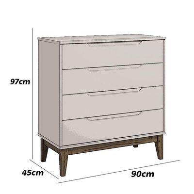 Comoda Gaveteira Elfe Classic 4 Gavetas Areia Fosco - Moveisaqui