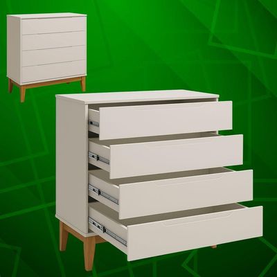 Comoda Gaveteira Elfe Classic 4 Gavetas Areia Fosco - Moveisaqui