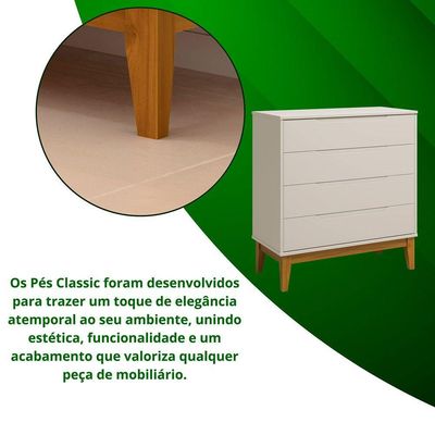 Comoda Gaveteira Elfe Classic 4 Gavetas Areia Fosco - Moveisaqui