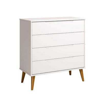 Comoda Gaveteira Elfe Retro 4 Gavetas Branco Fosco - Moveisaqui