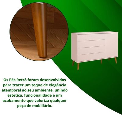 Comoda Sapateira Elfe Retro 1 Porta 4 Gavetas Rosa Fosco - Moveisaqui