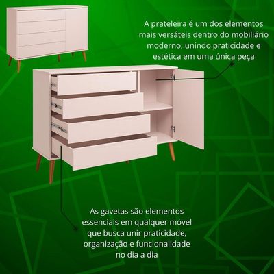 Jogo De Quarto Retro Elfe Sapateira Rosa Fosco - Moveisaqui
