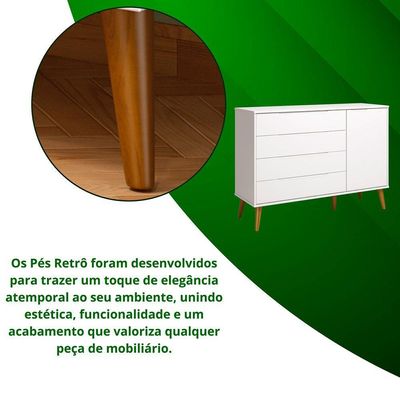 Comoda Sapateira Elfe Retro 1 Porta 4 Gavetas Branco Fosco - Moveisaqui