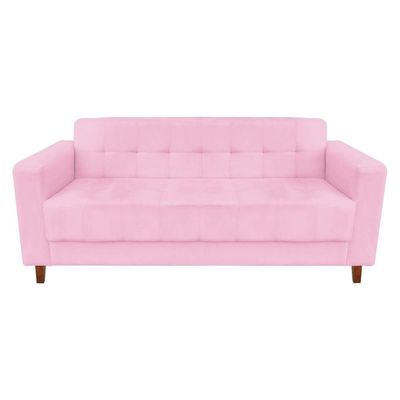 Sofá 3 Lugares Arezzo Suede Rosa Bebê