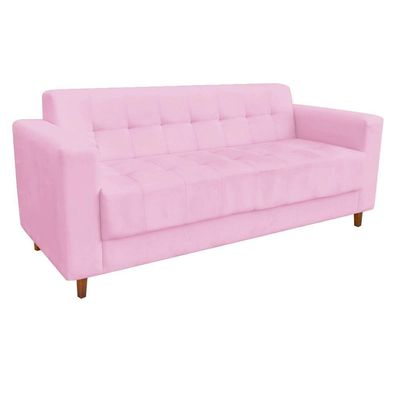 Sofá 3 Lugares Arezzo Suede Rosa Bebê