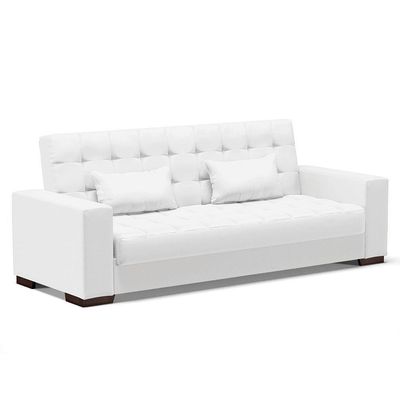 Sofá Cama 02 Lugares Lisboa Corino - D'Rossi Cor Branco