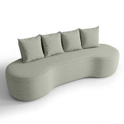 Sofá 3 Lugares Orgânico 210cm Com Almofadas Benin Bouclê Menta B03 - D'rossi