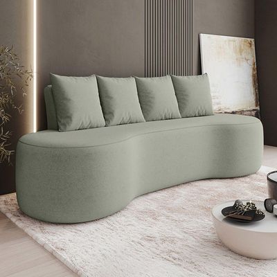 Sofá 3 Lugares Orgânico 210cm Com Almofadas Benin Bouclê Menta B03 - D'rossi