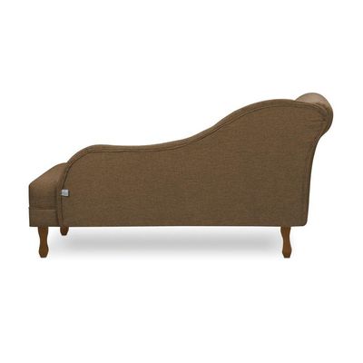 Divã Recamier Pés Retrô Medelin 150cm Linho Marrom Cacau E03 - D'rossi