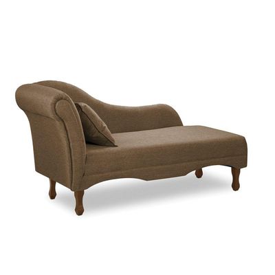 Divã Recamier Pés Retrô Medelin 150cm Linho Marrom Cacau E03 - D'rossi