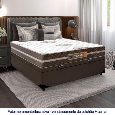 Cama Box Baú Casal Sintético + Colchão Molas Ensacadas Texas Prime Colchões 138cm Marrom - Suporta Até 120 Kg Por Pessoa
