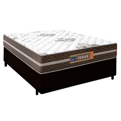 Cama Box Casal Sintético + Colchão Molas Ensacadas Texas Prime Colchões 138x188x64cm Preto