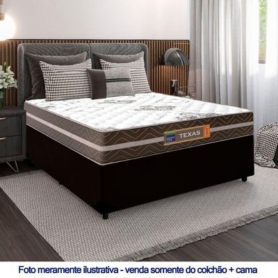 Cama Box Casal Sintético + Colchão Molas Ensacadas Texas Prime Colchões 138x188x64cm Preto