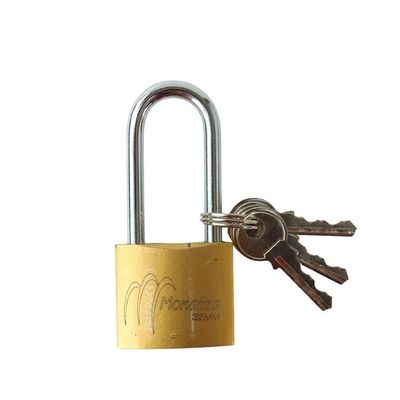 Cadeado 32mm Com Haste Longa Em Latão E Aço Carbono Com 3 Chaves Para Portão E Corrente