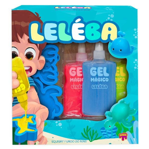 Slime Leléba Gel Mágico Doce Brinquedo Fundo do Mar Vermelho, Azul e Amarelo