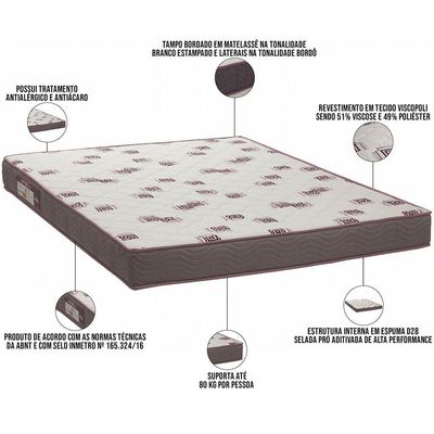 Colchão De Espuma Casal Light D28 138x188x14cm - 1041602652 - Ortobom