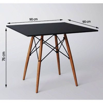 Conjunto Mesa De Jantar Quadrada Preta 90cm Com 4 Cadeiras Marcela – Design Moderno E Sofisticado, Nude