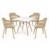 Conjunto Mesa De Jantar Quadrada Branco 90cm Com 4 Cadeiras Marcela – Design Moderno E Sofisticado, Nude