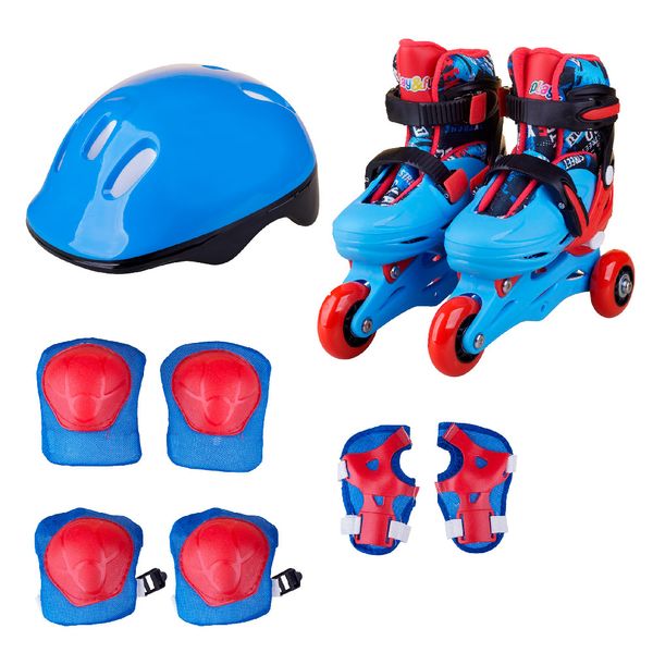 Patins Infantil Play&Fun Triline Extreme com Kit de Proteção e Mochila 28-31