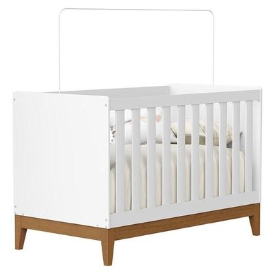 Quarto De Bebê Americano 4 Portas Com Berço Americano Flip Branco Acetinado Reller E Colchão Tendtudo - Henn