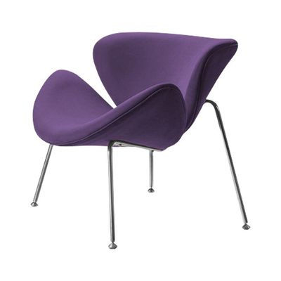 Poltrona Design Trevo Suede Roxo Base Inox