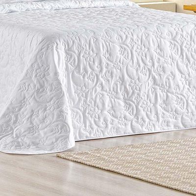 Kit Cobre Leito Bouti Mavie Floral Queen 3 Peças 100% Poliéster - Branco