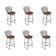 Kit 6 Banquetas Bistrô Bertoia Preta D70 Com Assento Marrom