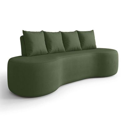 Sofá 3 Lugares Orgânico 210cm Com Almofadas Benin Sintético Pu B03 - D'rossi Musgo
