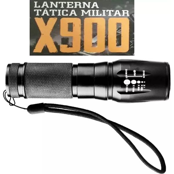 Lanterna X900 Tática Militar Super Potente Bateria Recarregável Police Com Zoom e Sinalizador Original